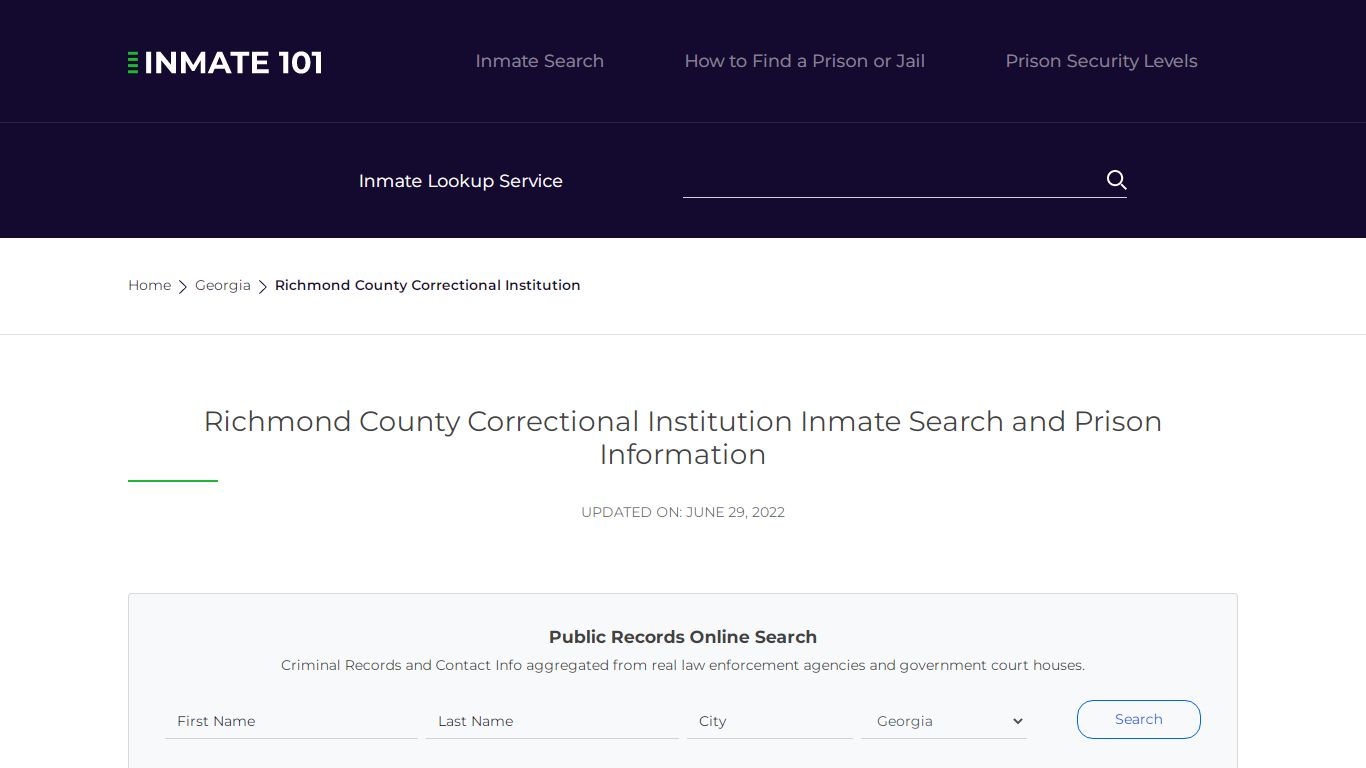 Richmond County Correctional Institution Inmate Search ...